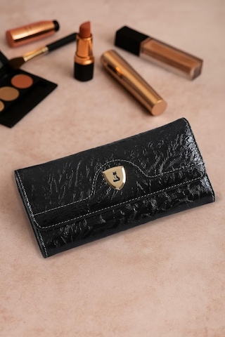 Septwolves Asos Hakiki Deri Gold Detaylı Kadın Kartlık Ve Cüzdan Sıyah