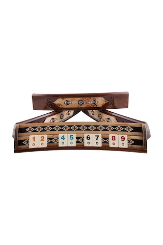 Helena Wood Art Mozaikli Oval Masif Okey Takımı Mazel