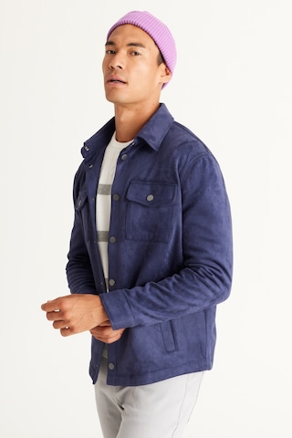 Ac&Co / Altınyıldız Classics Erkek Lacı Standart Fit Normal Kesim Gömlek Yaka Mont Lacivert