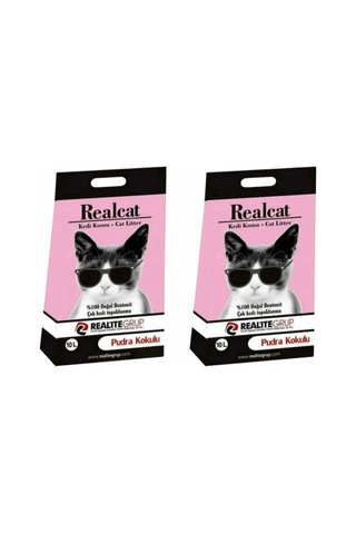 Realcat Pudra Kokulu Topaklaşan Bentonit Kedi Kumu 2 x 10 L