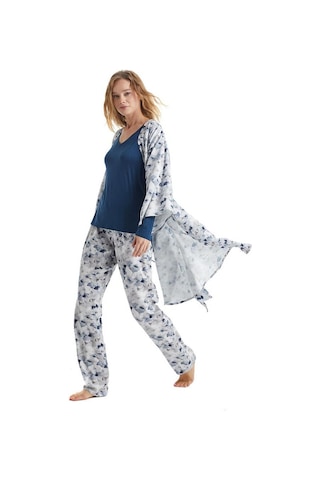 Blackspade Kadın Uzun Kol V Yaka Lacivert Pijama & Sabahlık Takım 51224-51227 001