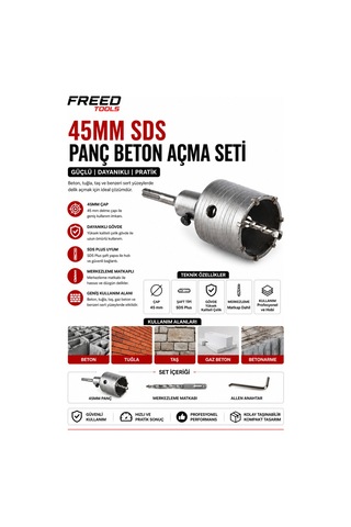 45 Mm Sds Plus Panç Beton Açma Seti Tuğla Ve Duvar Delme