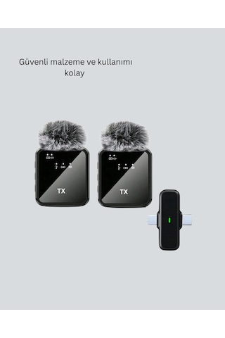 Northcity Çiftli Kablosuz Yaka Mikrofon Seti - Canlı Yayın Ve Podcast İçin 2in1 Çözüm