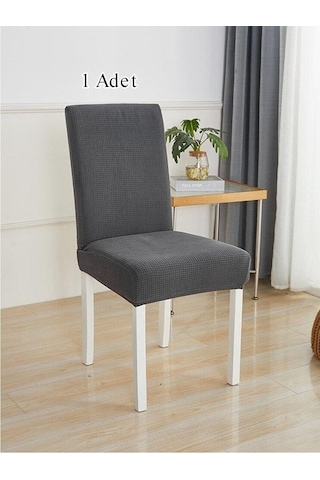 StarMall Likrali Sandalye Kılıfı, Lastikli,esnekli Sandalye Örtüsü Pitikare Desen 1 Adet Antrasit