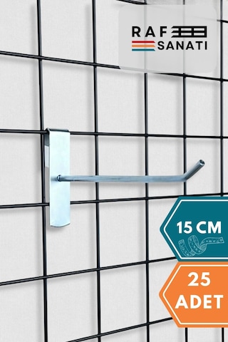 25 Adet Tel Pano Kancası 15 Cm Askı Kanca Raf Askısı Raf Aksesuar Galvaniz