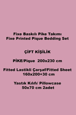 Rosella Pembe Çift Kişilik Pike Takımı %100 Pamuk, Modern Tasarım Pembe