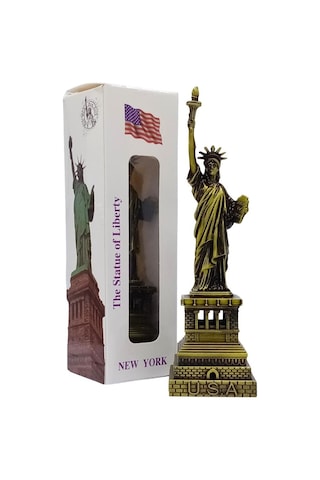 Vintage Metal Usa Özgürlük Heykeli Biblo Antik Bronz 15 Cm