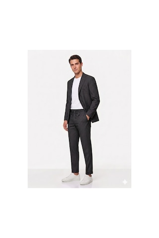 Modmen İtalyan Kesim Slimfit Erkek Takım Elbise Çizgili Siyah