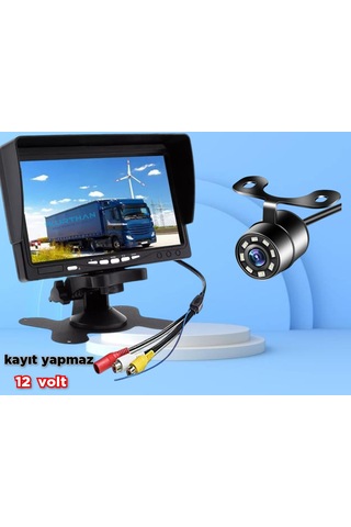 1 Adet Beyaz Ledli Kelebek Kamera 7'' Ekran Set Kayıt Yapmaz 12v