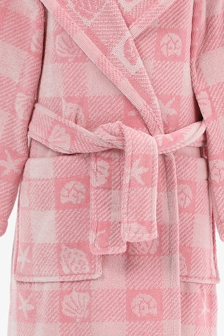 Shell Plaid Kapüşonlu Kadife Çocuk Bornozu 11/12 Yaş Pembe