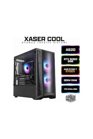 Xaser Cool X10 R7-5700X 16 GB 1 TB SSD 8 GB RTX5060 Dos Masaüstü Oyuncu Bilgisayarı