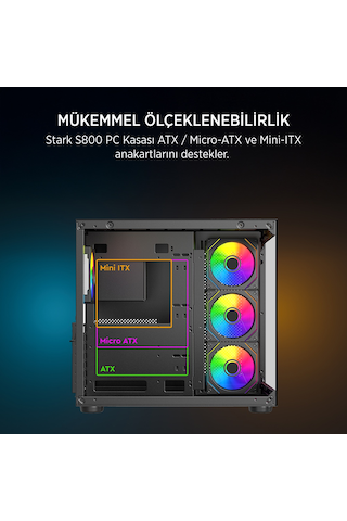 James Donkey Stark S800 4xargb Temperli Cam 650w 80+ Bronze Atx Siyah Gaming Oyuncu Kasa