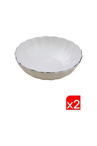 Kütahya Porselen Bone Luz Platin Fileli Çorba Kasesi 15cm 2 Li Çok Renkli