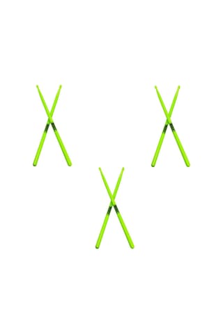 Midex Gfk-801lgr-3x 5a Bateri Baget Kırılmaz Polyemid Açık Yeşil Renk Davul Bageti 5a Drumsticks 6 Adet 3 Çift