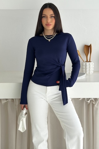 Noa & Noa Kadın Belden Bağlamalı Uzun Kollu Bluz Minimal & Şehirli Stil Lacivert