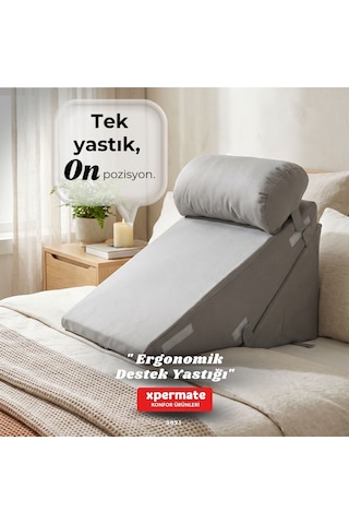 Ergonomik Destek Yastığı Baş, Sırt, Bel Ve Bacak Desteği Gri