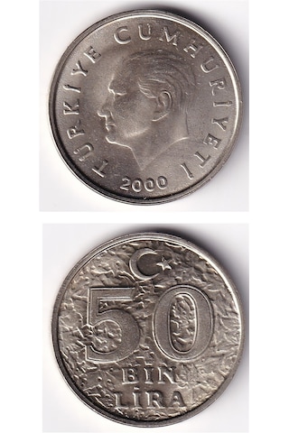 50.000 Lira 2000 Çil Eski Madeni Para