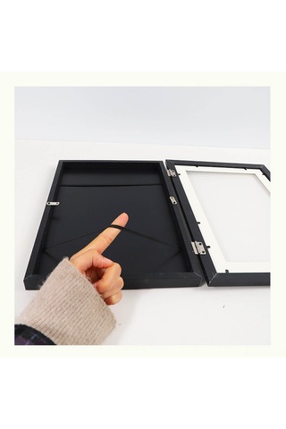 Neevoyu Beyaz Ahşap Çocuk Sanatı Depolama Çerçevesi - 33x24x3cm, Dıy Açılır Kapaklı, 3 Adet Izsiz Çiviyle