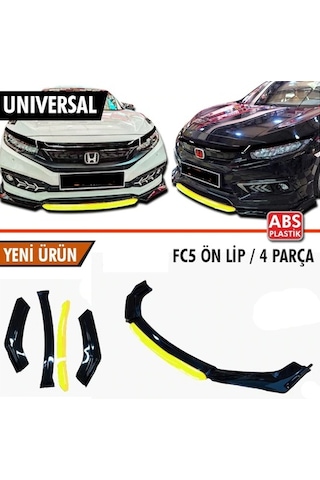 Universal Esnek 4 Parça Sarı Dilli Lip Piano Black Flaplı Abs