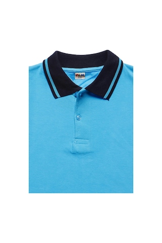 Lacivert Yakalı Turkuaz Kısa Kol Düz Renk 6-17 Yaş Çocuk Okul Lakos Tişört Polo Yaka T-shirt Turkuaz
