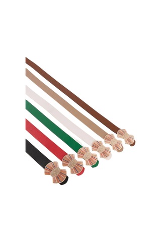 Vos Versa Renkli Mineli Gold Tokalı Siyah İnce Kadın Kemeri Vosdk0101101 Beyaz