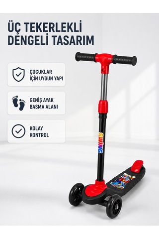 Koordinasyon Destekli 3 Tekerlekli Çocuk Skuteri Geniş Basma Alanlı