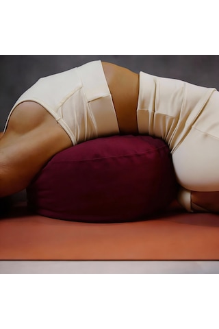Rebuwo Kadife Yoga & Meditasyon Minderi, Ergonomik Oturma Destek Yastığı Bordo Bordo