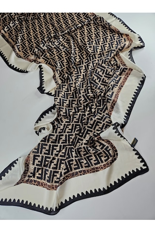Miorel Scarfs Premium Yeni Sezon F Desen İpek Vual Şal Silk Scrafs Shawl Hijab Krem