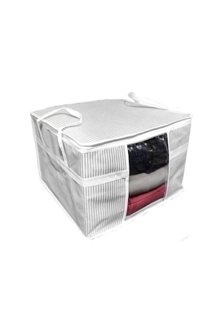 4 Adet Pencereli Kazak Hurcu Kıyafet Düzenleyici 45 X 40 X 30 Cm Gri-beyaz