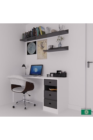 Çalışma Masası Raflı Ve Çekmeceli Geniş Depolama Alanlı