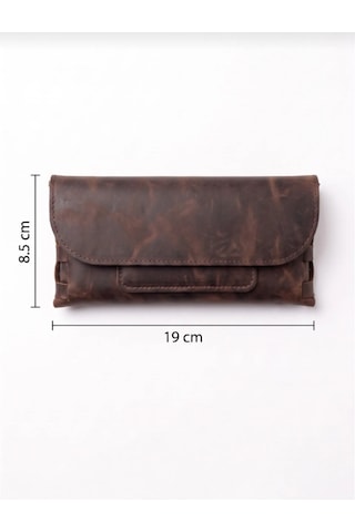 Vintage Leather Craft Hakiki Deri Erkek El Portföyü Acı Kahverengi