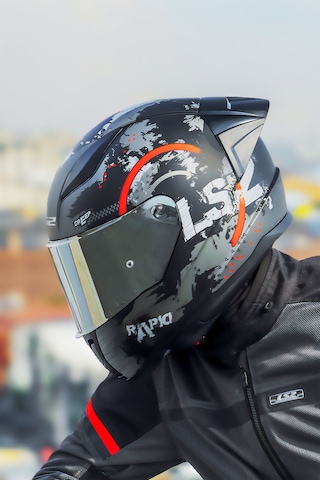 Spoıler Gri Cam + Ls2 Rapid 2 Circle Motosiklet Kaskı Mat Siyah - Kırmızı