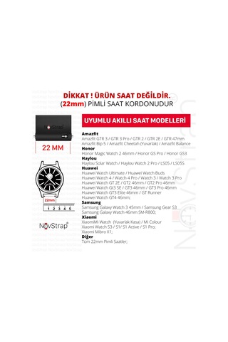 Novstrap Samsung Galaxy Uyumlu Watch 3 45mm/gear S3/r800 Kordon 22mm Lansman Silikon Kumaş Kayış