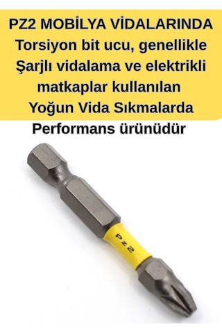 2 Adet - Pz2 - 50 Mm Torsiyon Bits Uç- Matkap Şarjlı Vidalama Bits Aparatı