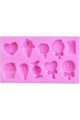 Dancemonkey 2 Adet G114 Şeker Lolipop Dondurma Kalıbı, Silikon Şekilli, Pratik Kullanım Pembe