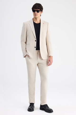 Twn Slim Fit Bej Armürlü Kumaş Ceket 6ec04bb01474m