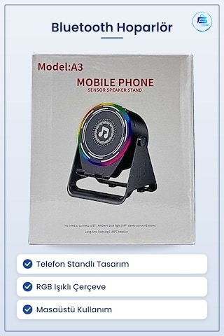 Bluetooth Hoparlör Kablosuz Mobil Telefon Standlı Rgb Işıklı Masa