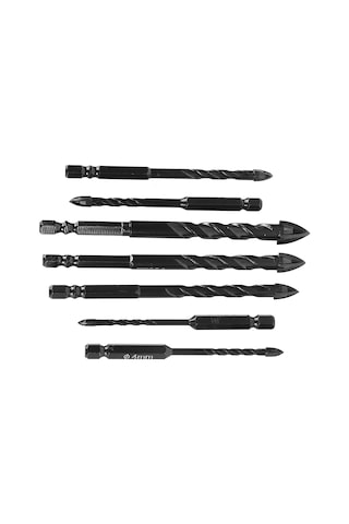 Xindoker 7 Parça Alyaş Matkap Ucu Seti, 3-12mm Çaplı, Dört Yivli, Altıgen Saplı, Dayanıklı, Taş Ve Çini İçin, Taşınabilir Saklama Kutusu İle