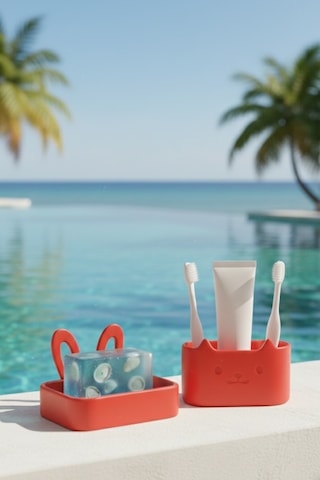 Oxyteez Dekoratif Banyo Sabunluk Seti Kırmızı Renk Reçine Tasarım Ev Ve Ofis Dekorasyonu