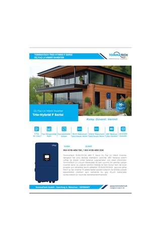 Tommatech Trio Hibrit F Serisi 20kw Lv Hibrit İnverter