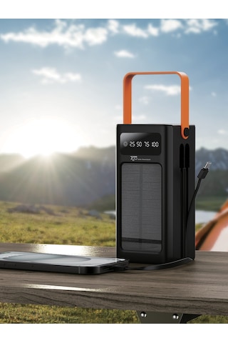 7go Gpw-04 50.000mah Solar Powerbank 4xusb-a, Qualcomm 3.0 Şarj Dahili Lightning & Usb-c Ka Siyah