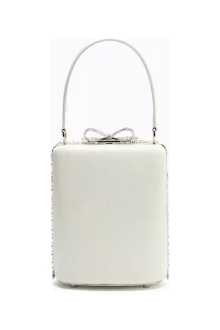 Self-portrait Mini Pearl Clutch Beyaz Inci Zincir & Kristal Fiyonk Detaylı Portföy Çanta 26bat