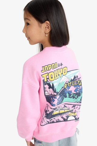 Defacto Kız Çocuk Oversize Geniş Kalıp Bisiklet Yaka Sırt Baskılı İçi Yumuşak Tüylü Sweatshirt E6781a825wnpn666 Pembe