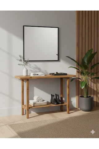 Doğal Çam Ahşap Dresuar Modern Giriş Ve Salon Masası Dekoratif Konsol Kahverengi