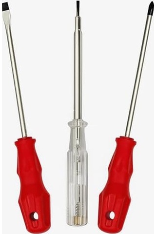 Lü Tornavida Kontrol Seti 20 Cm Düz Yıldız Uçlu Ergonomik Tutma Kolu Dayanıklı El Aleti Takımı