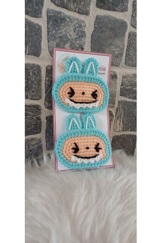 Örgümania Labubu Çıtçıtlı Toka- 7 Cm Mavi