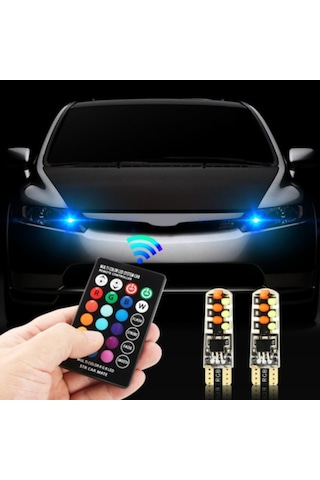 Meyzone Kumandalı Çakarlı Rgb T10 Park Ledi Far Ledi Renkli Park Ampulü