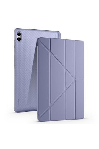 Samsung Galaxy Tab S11 Ultra Uyumlu Kılıf Tri Folding Kalem Bölmeli Katlanabilir Standlı Pu Yumuşak Kapak Kapaklı Kılıf