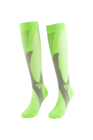 Xindoker Erkek Kadın Spor Koşu Yoga Kompresyon Çorapları, Teri Emici, Koku Önleyici, Yeşil Uzun Bilekli, Esnek Bacak Çorapları Yeşil