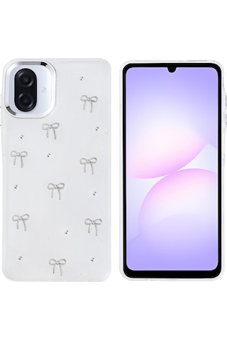 Samsung Uyumlu Galaxy A07 Kılıf Airbag Tasarımlı Simli Şeffaf Zore Kutup Kapak - Fiyonk Fiyonk